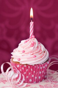 Pink birthday cupcake